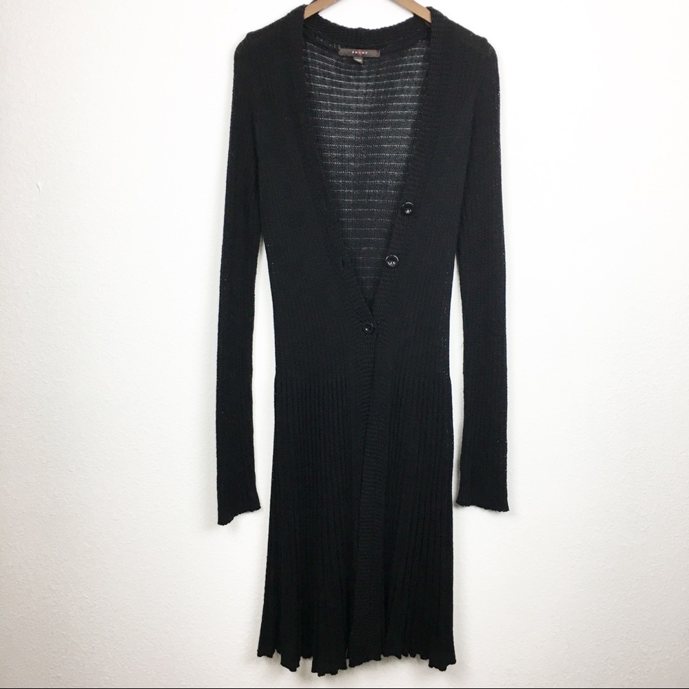 🍁Fever Black Knit Button Front Duster Cardigan